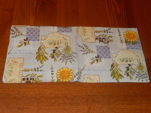 Ubrousek na decoupage - levandule,olivy,slunečnice