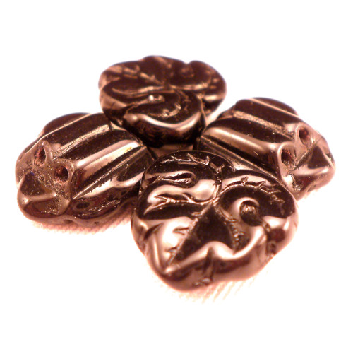 4ks Korálky dvoudírkové Javorový List 12x13mm Jet