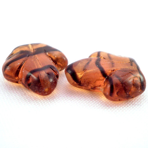 4ks Korálky Javorový List 16x14mm Želvovina