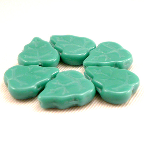 8ks Korálky Javorový List 12mm Turquoise