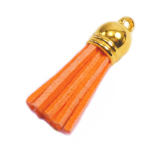 Semišový střapec neonově oranžový 40mm, 1ks