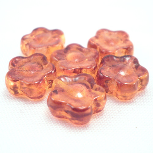 4ks Korálky Kytička 10mm Topaz Medový