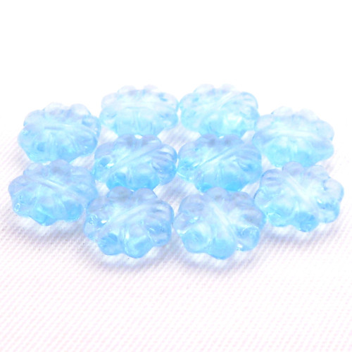 10ks Korálky Kytička 9mm Aquamarine