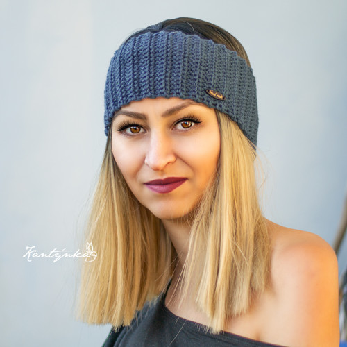 Háčkovaná čelenka - šedomodrá — foto 1