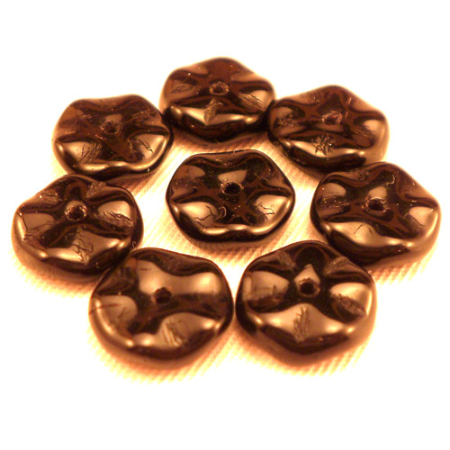 6ks Korálky Kytička 10x4mm Jet