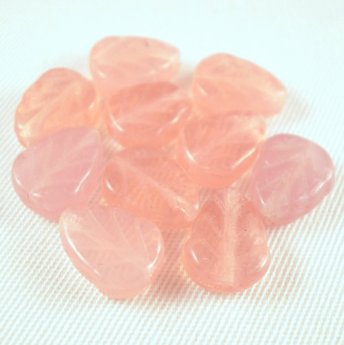 10ks Korálky List 10mm Opal Rose