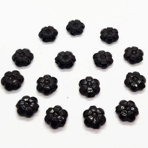 Květiny, černá, 10 mm (17ks)