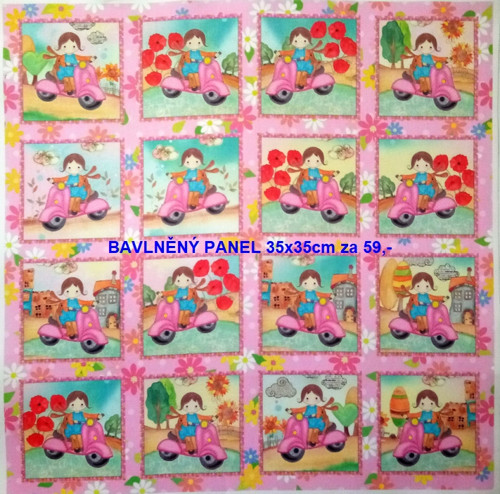 Bavlněná látka - panel sada 35 x 35cm