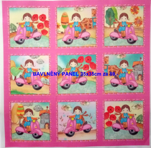 Bavlněná látka - panel sada 35 x 35cm