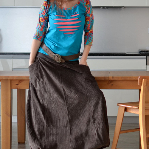 ČOKOLÁDOVÁ - maxisukně JEDINÁ, osmidílná L/XL — foto 1