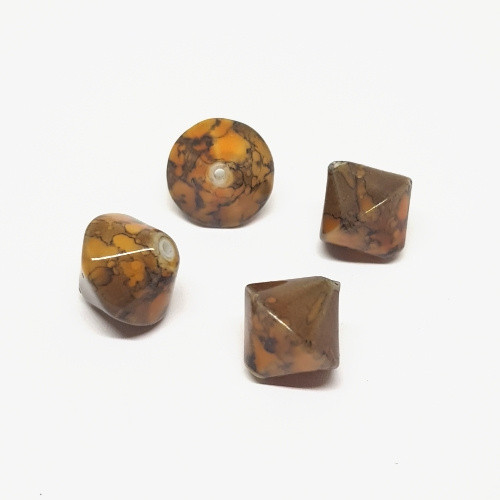 Korálky skleněné, 10mm, hnědooranžový, 4ks