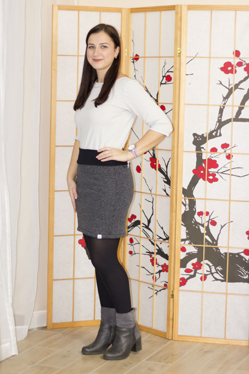 Sukně teplá černo-šedá — foto 1