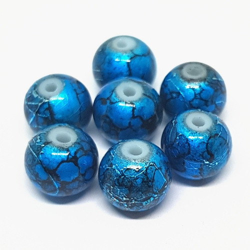 Korálky skleněné, 8mm, modrá, 2ks