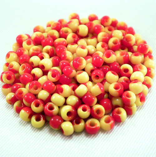 10g Rokajl Preciosa 7/0 (3,2-3,7mm) Červeno Žlutá