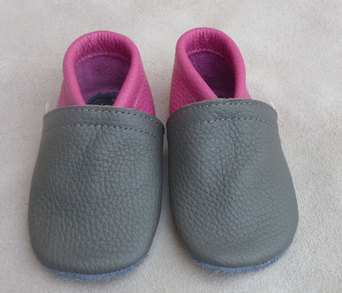 Kožené capáčky Nolen - Trend šedá -pink, v.21