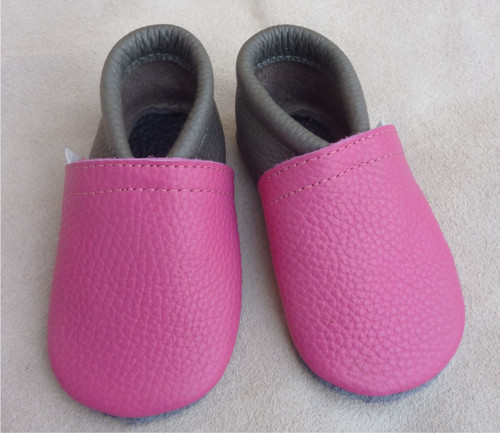 Kožené capáčky Nolen-Trend pink - šedá , v.21
