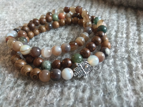 Trojnáramek-"Acháty a Hamsa" — foto 1