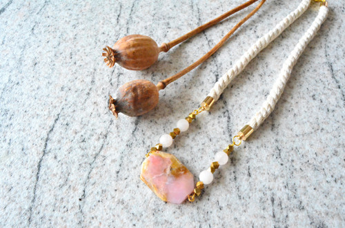 Náhrdelník Golden Pink Opal Matte Rose — foto 1