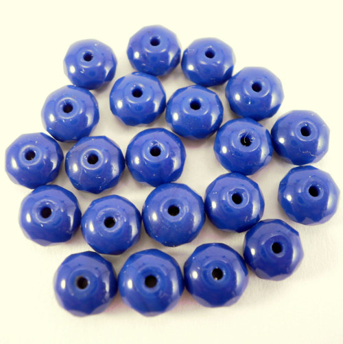 40ks České broušené Rondelky 7x4mm Cobalt Blue