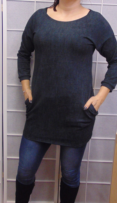 TUNIKA s kapsama-ČERNÝ JEANS