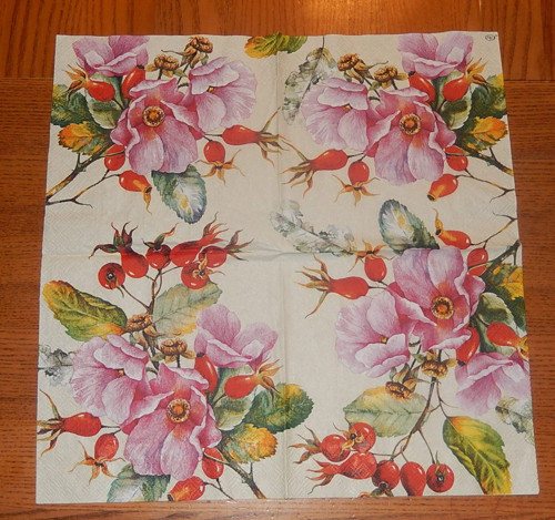 Ubrousek na decoupage - šípky a čajová růže