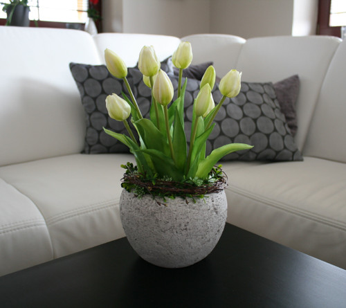 Betonový obal s tulipány — foto 1