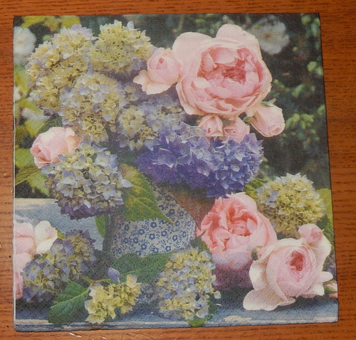 Ubrousek na decoupage - hortenzie a růže — foto 1