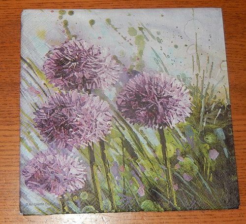 Ubrousek na decoupage - česnek, akvarel