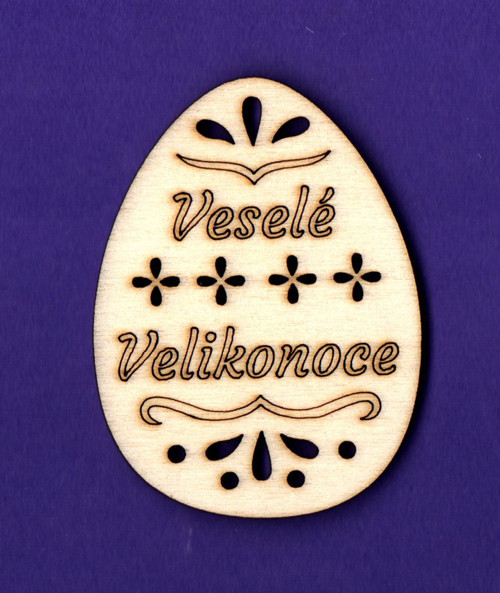 Dřevěný výřez, veselé velikonoce, 6,5x4,5mm