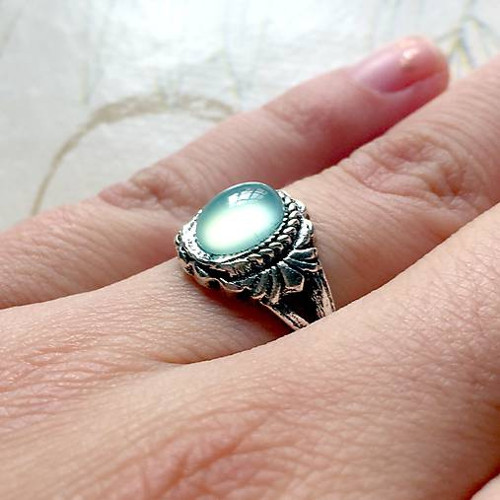 Vintage prsten s aqua chalcedonem #2009 — foto 1