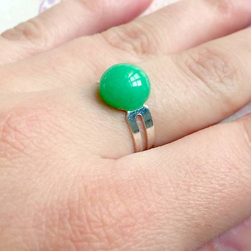 Elegantní prsten se zeleným jadeitem #2011
