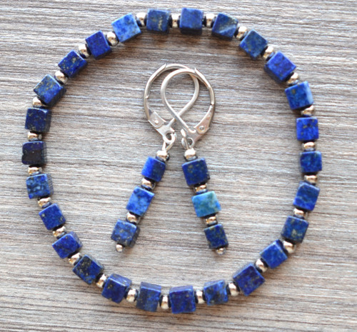 Náušnice s minerálem - LAPIS LAZULI / ocel — foto 1