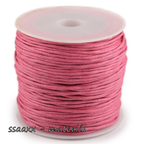 Bavlněná vosk. šňůrka ~ Ø 0,8 mm ~ 5 m ~ růžová II