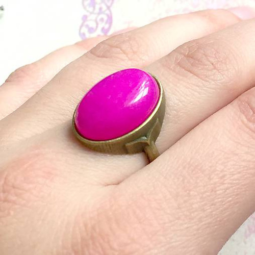 Vintage prsten s růžovým jadeitem /2035