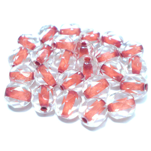 60ks České broušené ohňovky 6mm Crystal Red Lined