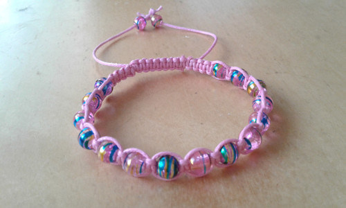 Růžový shamballa náramek