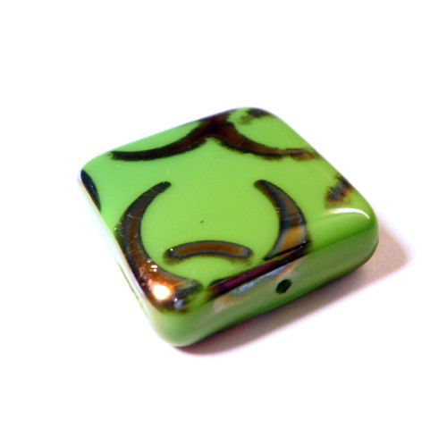 1ks Korálky Čtverec 22mm Zelená Exclusiv