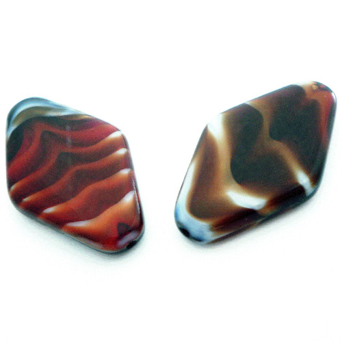 1ks Korálky Kosočtverec 35x21mm Red Coral Jet