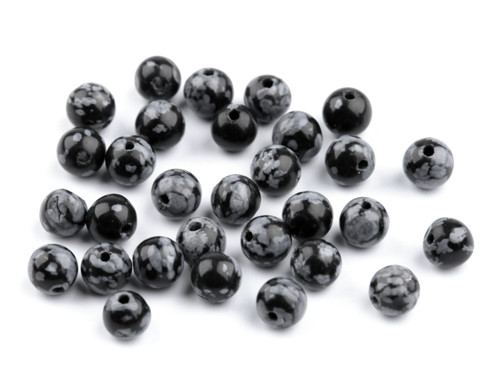 Minerálové korálky Obsidián vločkový 6 mm - (10ks)