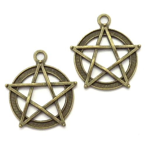 Starobronzový přívěsek - velký pentagram