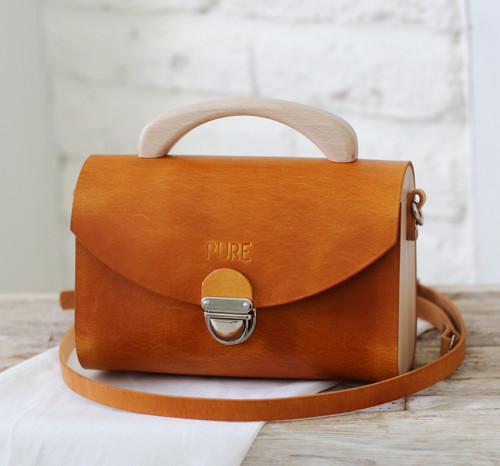 Kabelka na rameno MINI SATCHEL GOLD BROWN