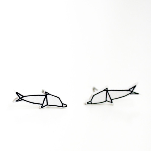 Náušnice: Origami delfíni
