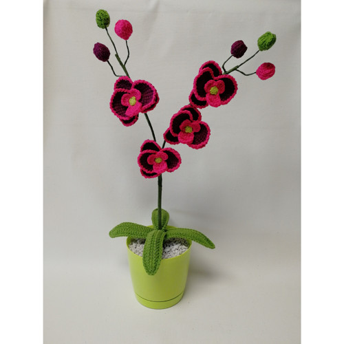 Háčkovaná květina - fialovo růžová orchidej