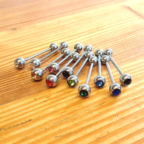 Piercing se Zirkonem Ocel - 1ks - Čirý — foto 1