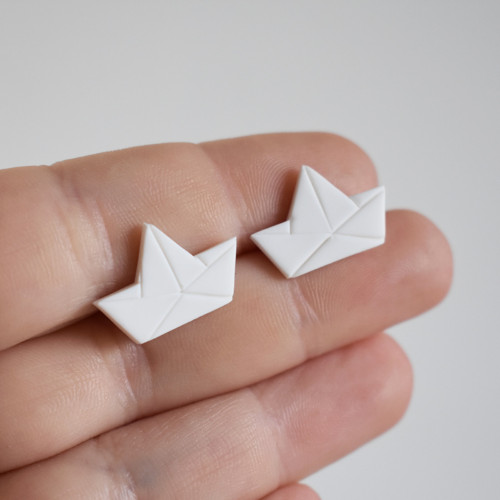 Loďky origami náušnice - chirurgická ocel