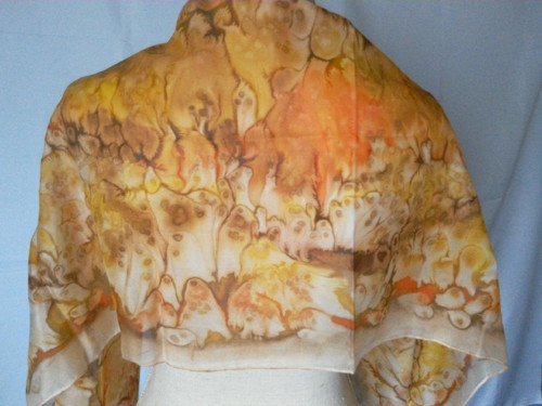 Hedvábná šála karamel — foto 1