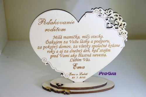 Poděkování rodičům malé s vyřezáváním na stojánku