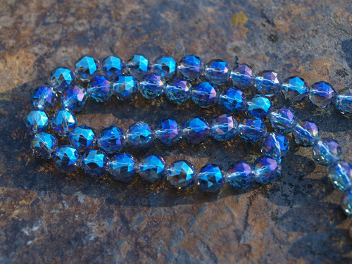 Křišťál aqua aura, fazetovaný, pár 0,8 cm