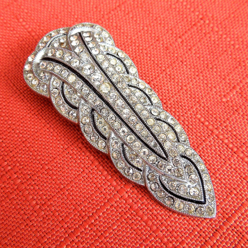Luxusní štrasová brož na klip, 5 cm x 2,1 cm