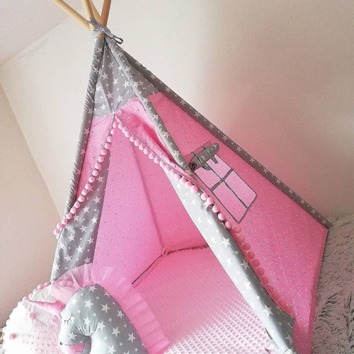 Teepee šedá hvězda s růžovou — foto 1